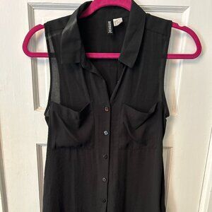 H&M Black Sheer Sleeveless blouse, size 2